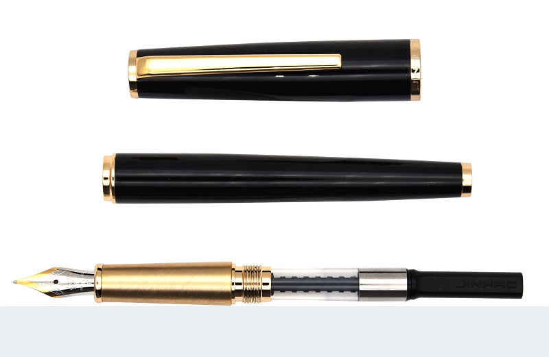 Gullor Fountain Pen JH95 with Ink Converter, Fine Nib, Black - Image 3